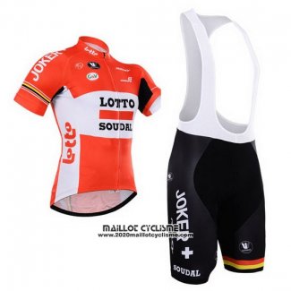 2015 Maillot Ciclismo Lotto Soudal Blanc Rouge Manches Courtes et Cuissard