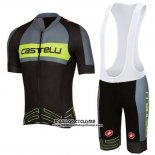 2016 Maillot Ciclismo Castelli Vert et Gris Manches Courtes et Cuissard