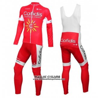 2016 Maillot Ciclismo Cofidis Blanc et Rouge Manches Longues et Cuissard