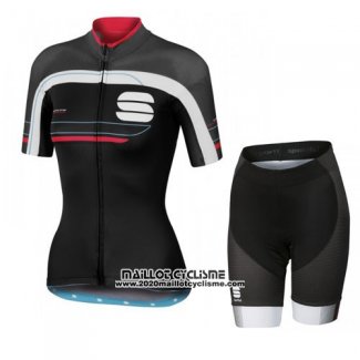 2016 Maillot Ciclismo Femme Sportful Rouge et Noir Manches Courtes et Cuissard