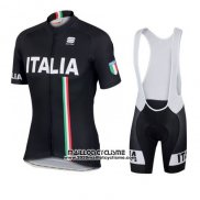 2016 Maillot Ciclismo Italie Noir Manches Courtes et Cuissard