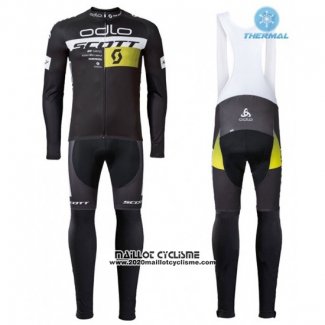 2016 Maillot Ciclismo Scott Jaune et Noir Manches Longues et Cuissard