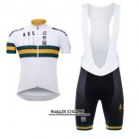 2017 Maillot Ciclismo Australie Blanc et Jaune Manches Courtes et Cuissard