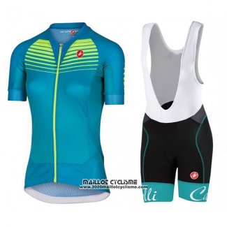 2017 Maillot Ciclismo Femme Castelli Aero Race Vert Manches Courtes et Cuissard