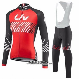 2017 Maillot Ciclismo Femme Liv Rouge Manches Courtes et Cuissard