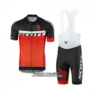 2017 Maillot Ciclismo Scott Noir et Orange Manches Courtes et Cuissard