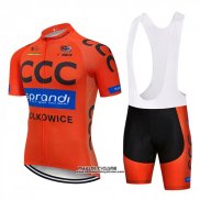 2018 Maillot Ciclismo CCC Orange Manches Courtes et Cuissard