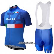 2018 Maillot Ciclismo Italie Bleu Manches Courtes et Cuissard