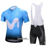 2018 Maillot Ciclismo Movistar Bleu Manches Courtes et Cuissard