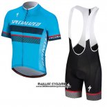 2018 Maillot Ciclismo Specialized Bleu Noir Rouge Manches Courtes et Cuissard