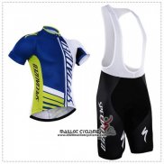 2018 Maillot Ciclismo Specialized Bleu Vert Blanc Manches Courtes et Cuissard