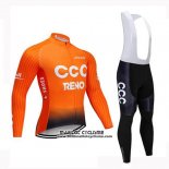 2019 Maillot Ciclismo CCC Orange Manches Longues et Cuissard