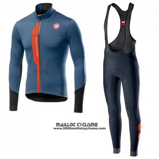 2019 Maillot Ciclismo Castelli TRAS Bleu Orange Manches Longues et Cuissard