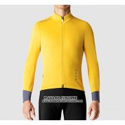 2019 Maillot Ciclismo La Passione Jaune Gris Manches Longues et Cuissard