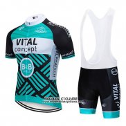 2019 Maillot Ciclismo Vital Concept Bleu Blanc Noir Manches Courtes et Cuissard