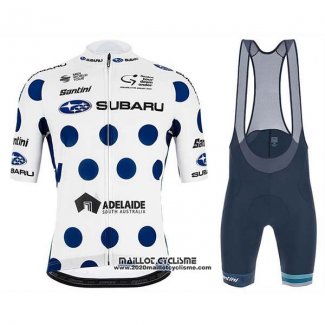 2020 Maillot Ciclismo Subaru Lider Blanc Bleu Manches Courtes et Cuissard