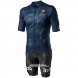 2020 Maillot Cyclisme Giro d'Italia Fonce Bleu Manches Courtes et Cuissard