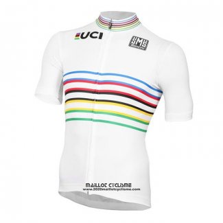 2020 Maillot Cyclisme UCI Blanc Multicolore Manches Courtes et Cuissard