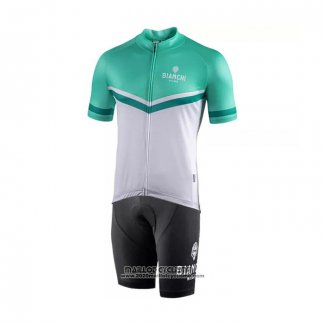 2021 Maillot Cyclisme Bianchi Blanc Vert Manches Courtes et Cuissard