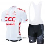 2021 Maillot Cyclisme CCC Team Blanc Manches Courtes et Cuissard
