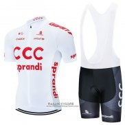 2021 Maillot Cyclisme CCC Team Blanc Manches Courtes et Cuissard