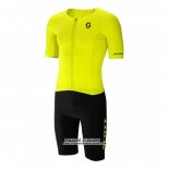 2021 Maillot Cyclisme Scott Jaune Manches Courtes et Cuissard