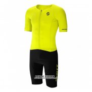 2021 Maillot Cyclisme Scott Jaune Manches Courtes et Cuissard