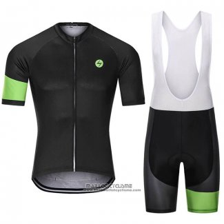 2021 Maillot Cyclisme Steep Noir Vert Manches Courtes et Cuissard