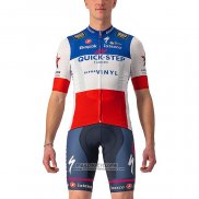 2022 Maillot Cyclisme Deceuninck Quick Step Bleu Blanc Rouge Manches Courtes et Cuissard