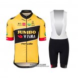 2022 Maillot Cyclisme Jumbo Visma Jaune Manches Courtes et Cuissard