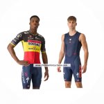 2024 Maillot Cyclisme Deceuninck Quick Step Noir Jaune Rouge Manches Courtes Et Cuissard