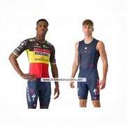 2024 Maillot Cyclisme Deceuninck Quick Step Noir Jaune Rouge Manches Courtes Et Cuissard