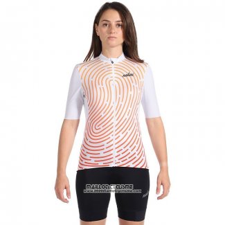 1920 Maillot Cyclisme Femme Nalini Blanc Orange Manches Courtes et Cuissard