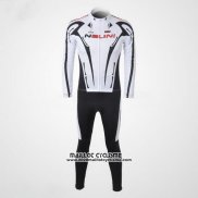 2010 Maillot Ciclismo Nalini Noir et Blanc Manches Longues et Cuissard