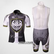 2010 Maillot Ciclismo Rock Racing Argent et Blanc Manches Courtes et Cuissard