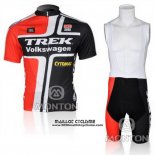 2010 Maillot Ciclismo Trek Noir et Rouge Manches Courtes et Cuissard