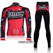 2011 Maillot Ciclismo BMC Rouge et Noir Manches Longues et Cuissard