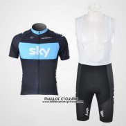 2011 Maillot Ciclismo Sky Noir et Azur Manches Courtes et Cuissard