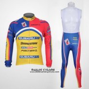 2011 Maillot Ciclismo Subaru Azur et Jaune Manches Longues et Cuissard