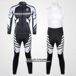 2012 Maillot Ciclismo Cannondale Noir et Blanc Manches Longues et Cuissard