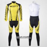 2012 Maillot Ciclismo Scott Noir et Jaune Manches Longues et Cuissard