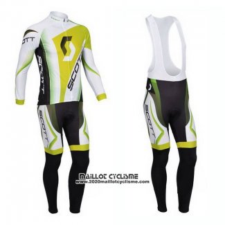 2013 Maillot Ciclismo Scott Blanc et Jaune Manches Longues et Cuissard