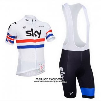 2013 Maillot Ciclismo Sky Champion Regno Unito Blanc Manches Courtes et Cuissard