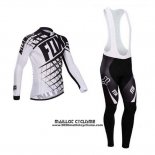 2014 Maillot Ciclismo Fox Blanc et Noir Manches Longues et Cuissard