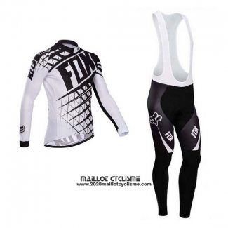 2014 Maillot Ciclismo Fox Blanc et Noir Manches Longues et Cuissard