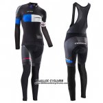 2016 Maillot Ciclismo Femme Orbea Bleu et Noir Manches Longues et Cuissard