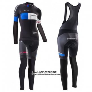 2016 Maillot Ciclismo Femme Orbea Bleu et Noir Manches Longues et Cuissard