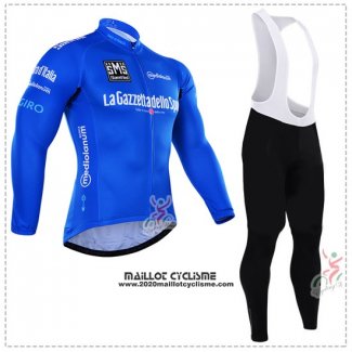 2016 Maillot Ciclismo Giro D'italie Bleu et Blanc Manches Longues et Cuissard