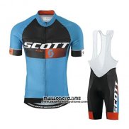 2016 Maillot Ciclismo Scott Bleu et Orange Manches Courtes et Cuissard