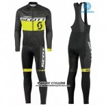 2016 Maillot Ciclismo Scott Noir et Jaune Manches Longues et Cuissard